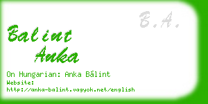 balint anka business card